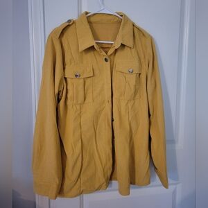 Yellow Corduroy Button-Up Shirt